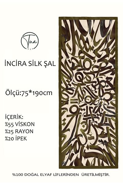 TUA İPEK Organic İnci̇ra Mulberry Silk/Viscose Shal - Line Pattern