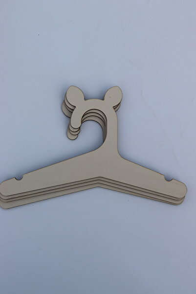 Assa Wood Wooden Children's Hanger 7 Pieces Hangers -Tilki Baby Wardrobe Hanger (Cream Color)