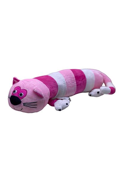 JPT Plush cat in cylindrical shape, 50 cm, pink with stripes