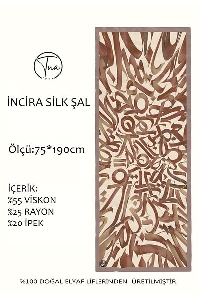 TUA İPEK Organic İnci̇ra Mulberry Silk/Viscose Shal - Line Pattern