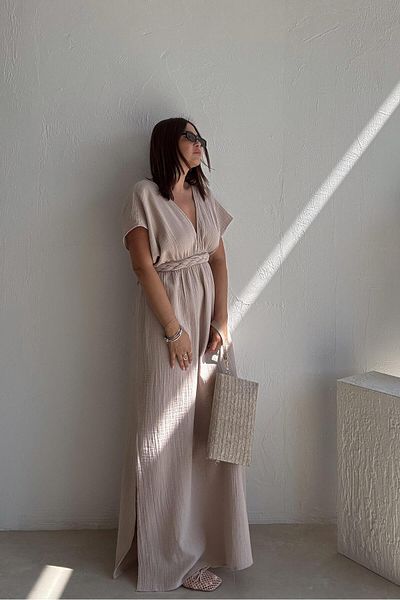 ELVAN TOLON Φόρεμα Helen Beige Muslin
