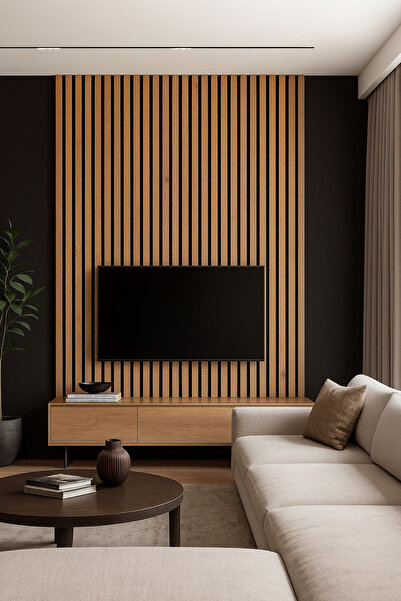 ATS YAPI AKUSTİK Savana Meşe Kendinden Yapışkanlı Duvar Çıta – 12 Adet 240 cm...