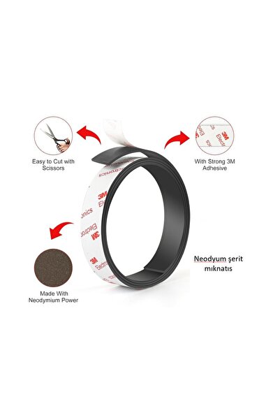 Hdg 50 cm 3m Yapışkanlı Neodyum Şerit Mıknatıs Magnet Buzdolabı Magnet - 4 ka...