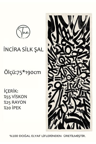 TUA İPEK Organic İnci̇ra Mulberry Silk/Viscose Shal - Line Pattern