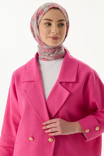 FENZA SCARF Stripe Pattern Cotton Shawl - Candy Pink