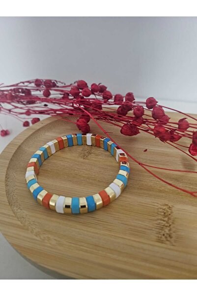 1881 STORE سوار مطاطي من الحجر الملون من السيراميك