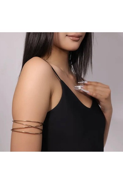 STEELVA Metal Gold Upper Arm Bracelet with Anti-Crash Design (Pazu)