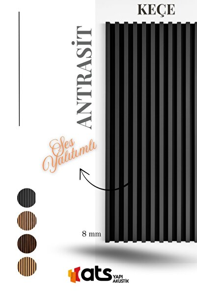 ATS YAPI AKUSTİK Antrasit Renk Keçe Tabanlı Duvar Paneli 60x280 cm – Ses Yalı...