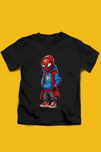 Store Spiderman Cool Pattern Printed Children's Red, Black and White Tshirt