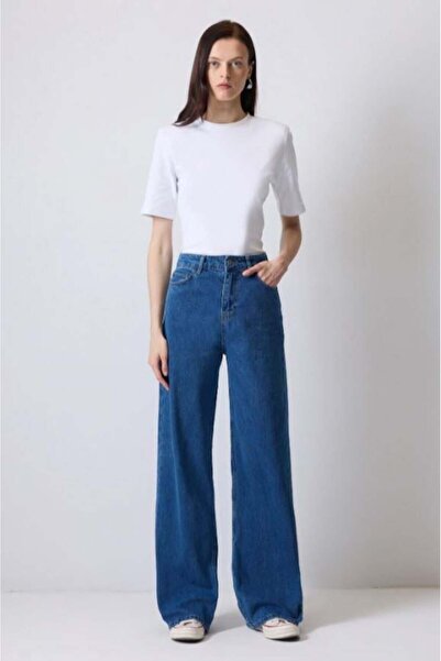 Touche Bol Paça Denim Pantolon Açık Denim