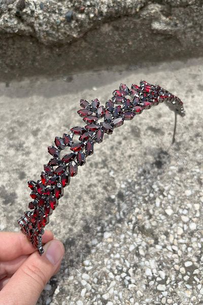 Hobigram Silvana Burgundy Bridal Henna Crown High Quality Special Occasion Accessory Women's Crown Hair Accessory