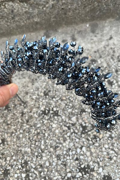 Hobigram Salome Navy Blue Bridal Henna Crown High Quality Special Occasion Accessory Women Crown Hair Accessory