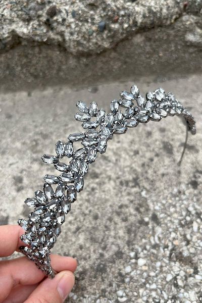 Hobigram Silvana Anthracite Bridal Henna Crown High Quality Special Occasion Accessory Women's Crown Hair Accessory