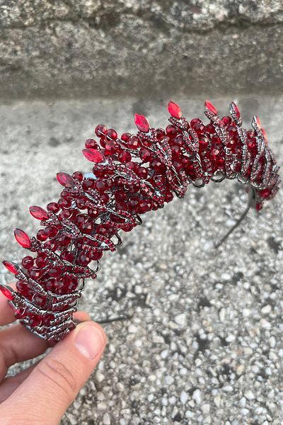 Hobigram Salome Burgundy Bridal Henna Crown High Quality Special Occasion Accessory Women Crown Hair Accessory