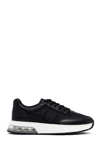 Derimod Zero Men's Black Lace-Up Thick Sole Leather Sneaker 25Sfd694514