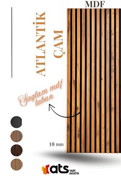 ATS YAPI AKUSTİK Atlantik Çam MDF Tabanlı Çıtalı Duvar Paneli 24x240 cm – Dekoratif Akustik Panel | 18 mm Kalınlık