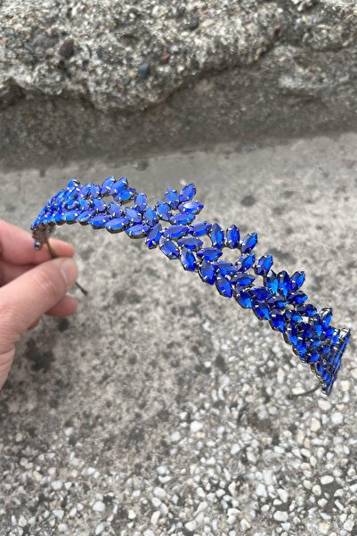 Hobigram Silvana Saks Coroană de henna de mireasă albastră Accesoriu pentru zi specială de înaltă calitate Accesoriu pentru păr pentru femei