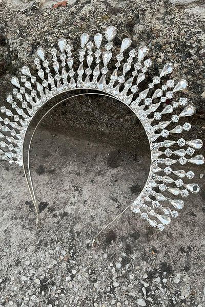 Hobigram Michelle Silver Bridal Henna Crown Special Occasion Accessory Women's Crown Hair Accessory – Crown, Crystal Stone