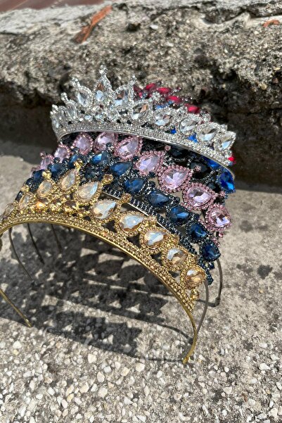 Hobigram Renata Pink Bridal Henna Crown Special Occasion Accessory Women's Crown and Three Shuttle Earrings Set