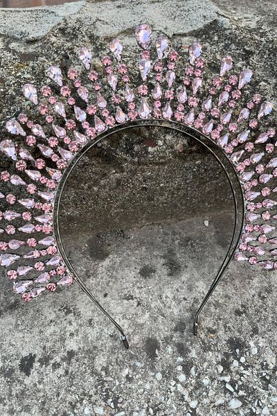 Hobigram Michelle Pink Bridal Henna Crown Special Occasion Accessory Women's Crown Hair Accessory – Crown, Crystal Stone