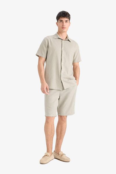 DeFacto 100% Cotton Regular Fit Polo Collar Summer Short Sleeve Shirt D8613Ax25Sm