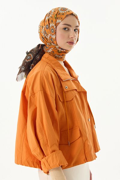 FENZA SCARF Ethnic Pattern Cotton Shawl - Brown-Orange