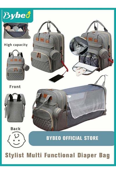 BYBEO Baby Diaper Bag Backpack, Multifunction Diapers Changing Station for Boys Girls Outdoor and Tr