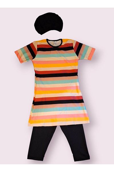Sunsurf Lazella Short Sleeve-Capri Leggings Children's Swimsuit Half Closed Patterned New Season