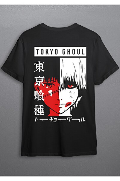 Huw Tokyo Ghoul – قناع Kaneki Ken وتي شيرت Anime Dark (للجنسين)