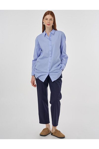 Kayra Relax Fit Cotton Tunic Crown Blue