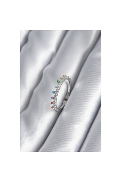 Skygo Brass Silver Color Zircon Stone Detail Women's Ring - Tj-Byk2998