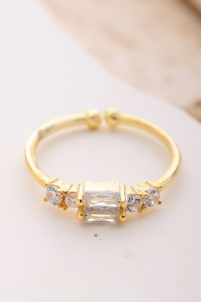 Lucente Jewellery Özel Hediye Kutulu Baget Taşlı Gümüş Altın Kaplama Ayarlana...