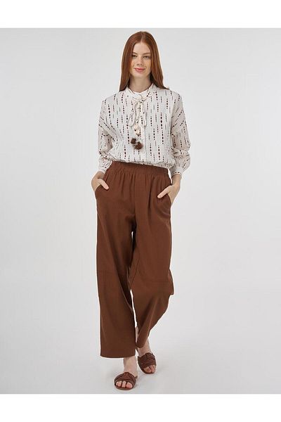 Kayra Relaxed Fit Viscose Trousers Brown