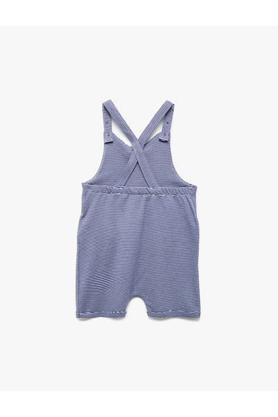 Koton Striped Jumpsuit Salopet with Strap Whale Applique Detail