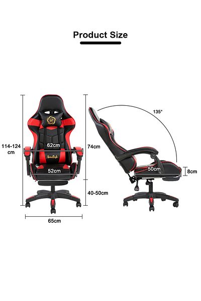 AnneFish Video Gaming Chair Racing Ergonomic Computer Massage Swivel Office Chair Retractable Footrest Gamers