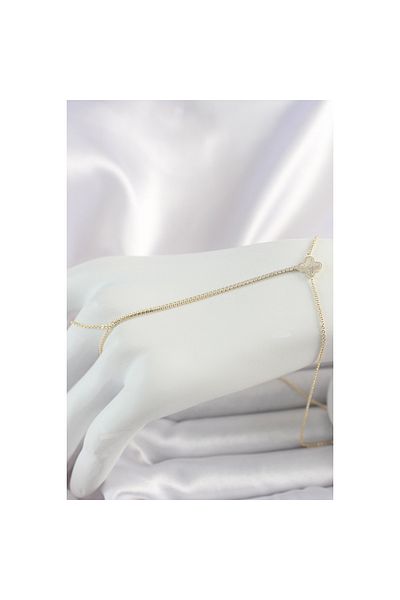 maarketim Brass Gold Color Waterway Zircon Stone Clover Model Women's Şahmeran