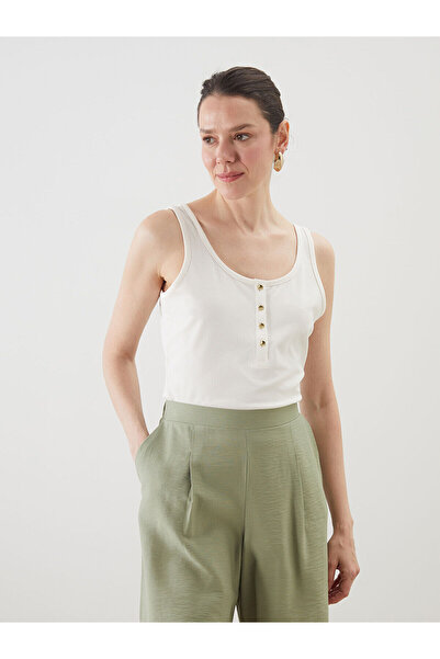 LC Waikiki Özmarka Νέα Σεζόν Γυναικεία Μπλούζα με λαιμόκοψη U και Υφή