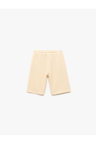 Koton Cotton Jacquard Basic Knitwear Shorts with Elastic Waist