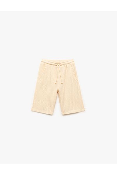 Koton Cotton Jacquard Basic Knitwear Shorts with Elastic Waist