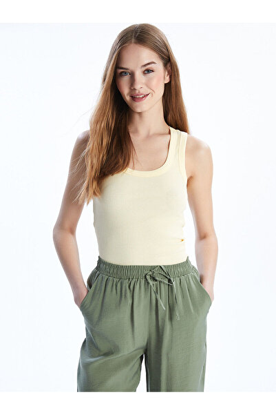 LC Waikiki Özmarka Νέα Σεζόν Γυναικεία Μπλούζα με λαιμόκοψη U και Υφή