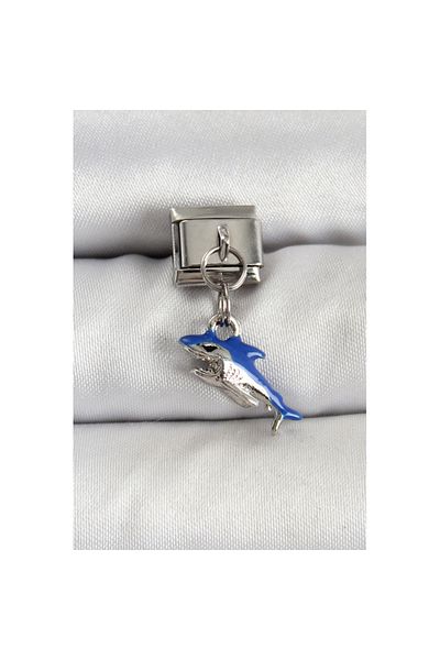Skygo 316L Steel Dangle Shark Model Silver Color Nomination Charm - Tj-Bc1463