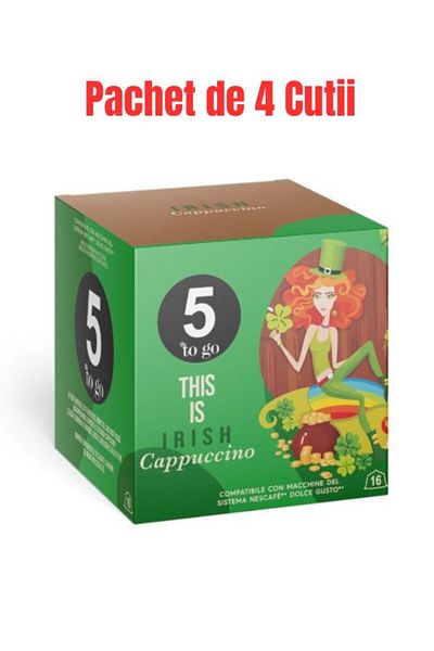 dolce gusto Capsule Cafea Irish Cappuccino 5 To Go 16buc, Compatibile , 16 Capsule, Pachet 4 Cutii