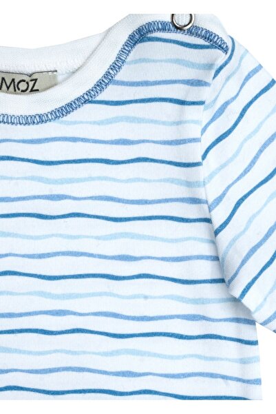 Ozmoz By Mukadder Özden Organic Line Patterned Short Sleeve Baby Boy Body