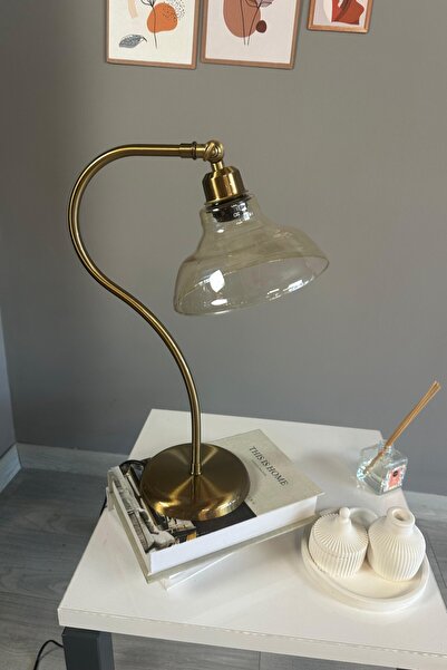 Bamyum Vishi Cam Bal Rengi Masa Lambası Dekoratif Masaüstü Aydınlatma Hol Aba...