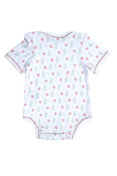 Ozmoz By Mukadder Özden Organic Floral Short Sleeve Baby Girl Bodysuit