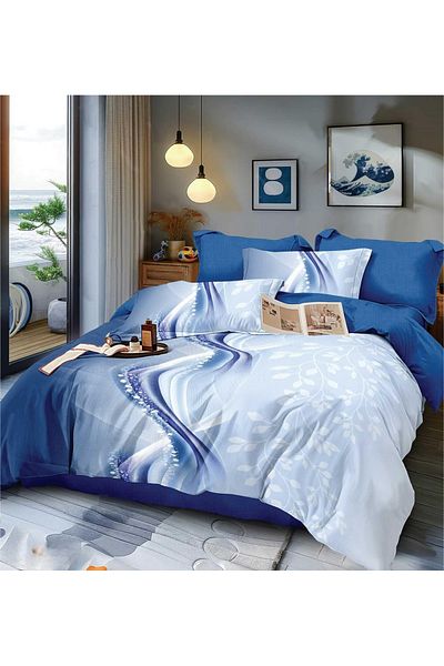 CHIRASO Finet CHIRASO 6-Piece Bedding Set, 2 Persons, Abstract Print, Blue