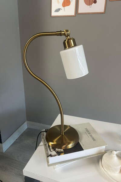 Bamyum Tiny Cam Beyaz Masa Lambası Dekoratif Masaüstü Aydınlatma Hol Abajur Y...