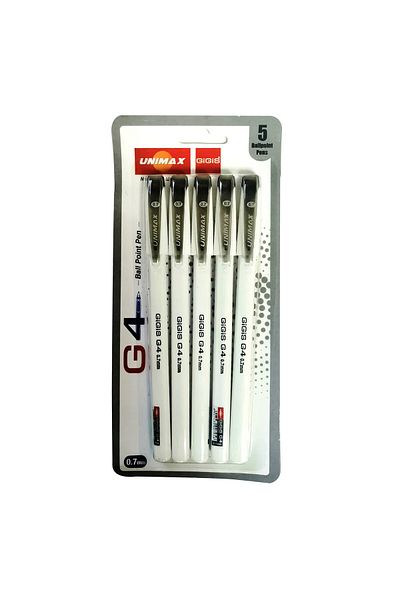UNIMAX G4 0.7mm Black Gel Pen – Pack of 5 | Smooth Writing Pens for Everyday Use