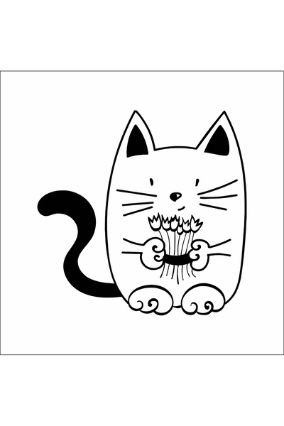 Reysa Tasarım Cat with Flowers in Her Hand Sticker