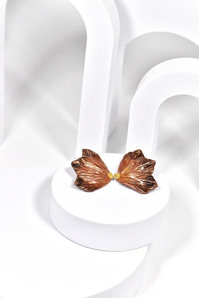 NARRU Handmade NARRU earrings, half flower, in copper and brown shades, Mary 17